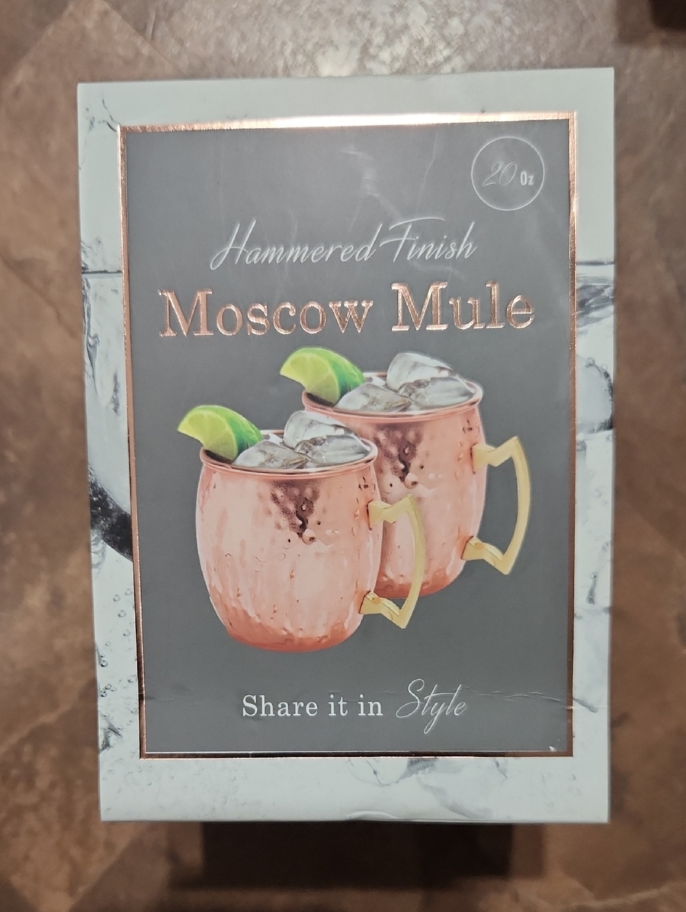 Hammered Finish Moscow Mule Copper Mug Set - Rose Copper